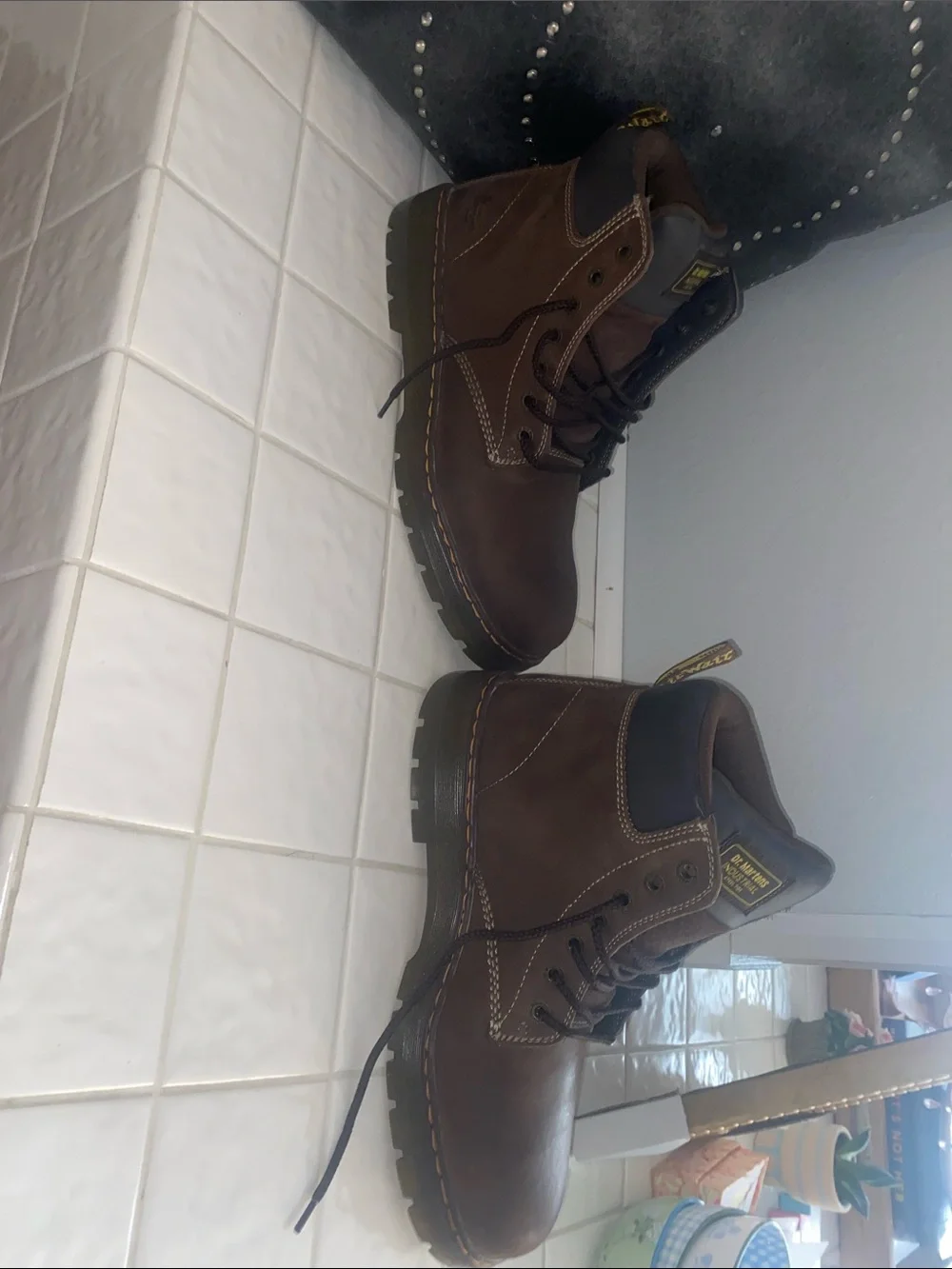 Dr. Martens Brown Men’s Industrial Steel-Toed Leather Lace-Up Boots